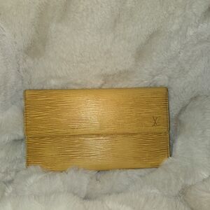 LOUIS VUITTON Continental Yellow Epi wallet w Purple Interior